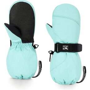 HIGHCAMP Kids Long Cuff Winter Gloves with Stay-on Strap Waterproof Mittens for Toddler Children Snow Ski in Saudi Arabia