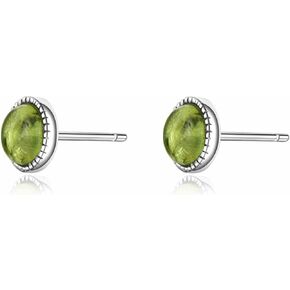 Real Green Peridot 925 Sterling Silver Earrings Dainty Crystal August Birthstone Hypoallergenic Gemstone Stud Earrings 6MM Handmade Peridot Jewelry Graduation Birthday Day Gift for Women and Girls in Kuwait
