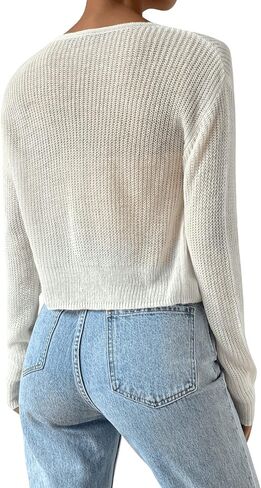 Verdusa Women's Drop Shoulder Long Sleeve Button Up Knit Cardigan Sweater Grey Medium in Saudi Arabia