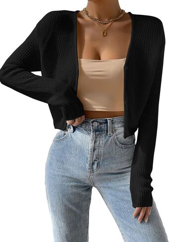 Verdusa Women's Drop Shoulder Long Sleeve Button Up Knit Cardigan Sweater Grey Medium in Saudi Arabia