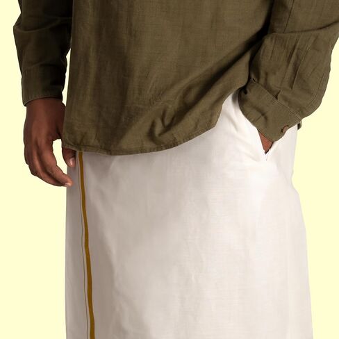 Cotton Dhoti Adjustable Indian traditional Vesti Mundu with Golden Border for Religious Occasion Wedding and Gifting in Saudi Arabia