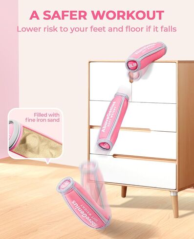 مجموعة أوزان اليد من شركة OverGenius للنساء، مجموعة دمبل ناعمة مكونة من 6 قطع (1 رطل 2 رطل 3 رطل لكل عبوة)، مجموعات أوزان الدمبل للمشي مع حزام اليد، أوزان المعصم للتمرين والجري وعلاج القلب والعلاج الطبيعي in Kuwait