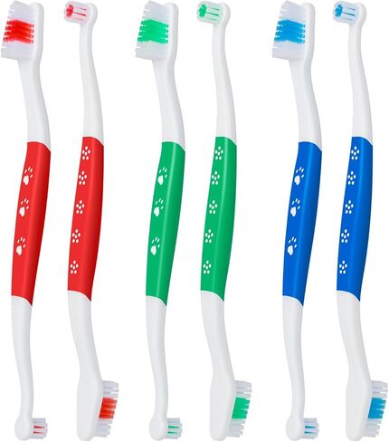 فرشاة أسنان للحيوانات الأليفة للكلاب والقطط، فرشاة أسنان للكلاب برأسين مع شعيرات ناعمة، تنظيف أسنان سهل، فرش أسنان للكلاب غير قابلة للانزلاق بكميات كبيرة (عبوة من 3 قطع) in Kuwait