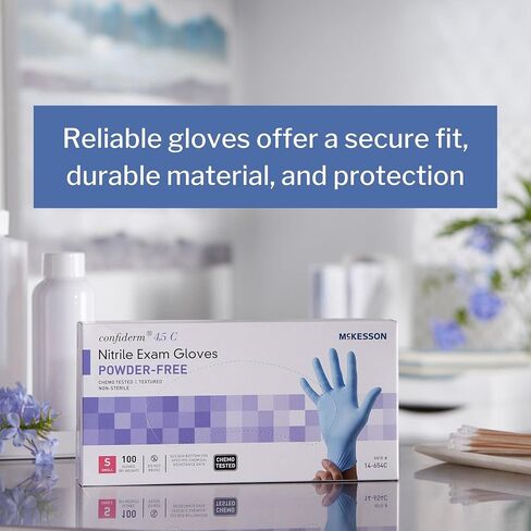 McKesson Confiderm 4.5C Nitrile Exam Gloves, Chemo Tested Medium, 14-656C - Box of 100 in Saudi Arabia