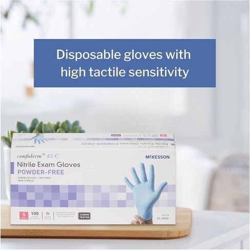 McKesson Confiderm 4.5C Nitrile Exam Gloves, Chemo Tested Medium, 14-656C - Box of 100 in Saudi Arabia