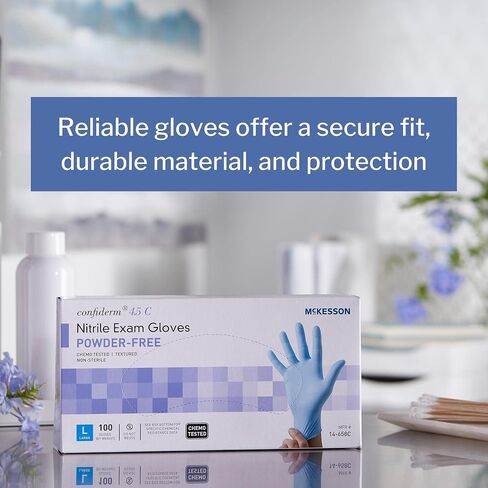 McKesson Confiderm 4.5C Nitrile Exam Gloves, Chemo Tested Medium, 14-656C - Box of 100 in Saudi Arabia
