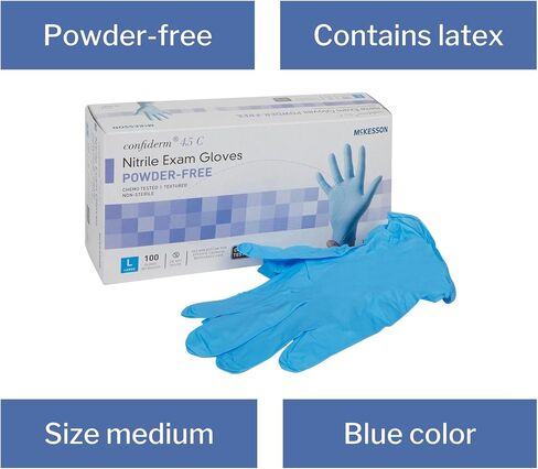 McKesson Confiderm 4.5C Nitrile Exam Gloves, Chemo Tested Medium, 14-656C - Box of 100 in Saudi Arabia