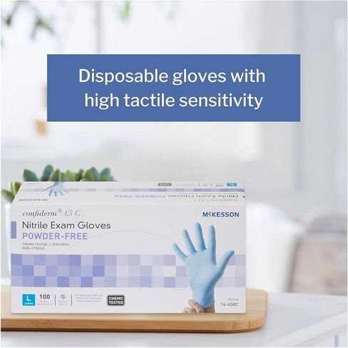 McKesson Confiderm 4.5C Nitrile Exam Gloves, Chemo Tested Medium, 14-656C - Box of 100 in Saudi Arabia