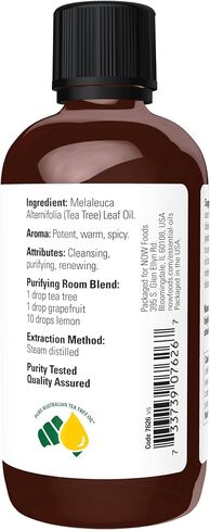 NOW Essential Oils, Tea Tree Oil, Cleansing Aromatherapy Scent, Steam Distilled, 100% Pure, Vegan, Child Resistant Cap, 2-Ounce in Saudi Arabia