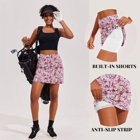 Ekouaer Womens Athletic Skirt Skorts with Pockets High Waisted Golf Skorts Printed Tennis Skirt,Black Pattern XL in Saudi Arabia