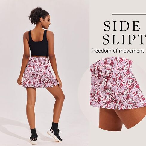 Ekouaer Womens Athletic Skirt Skorts with Pockets High Waisted Golf Skorts Printed Tennis Skirt,Black Pattern XL in Saudi Arabia