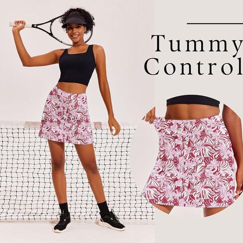 Ekouaer Womens Athletic Skirt Skorts with Pockets High Waisted Golf Skorts Printed Tennis Skirt,Black Pattern XL in Saudi Arabia
