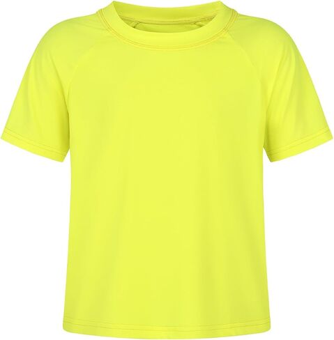 Spring&Gege Girls UPF 50+ Quick Dry Short Sleeve T Shirts Split Back Crop Athletic Workout Neon Tops in Saudi Arabia