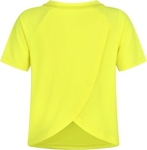 Spring&Gege Girls UPF 50+ Quick Dry Short Sleeve T Shirts Split Back Crop Athletic Workout Neon Tops in Saudi Arabia