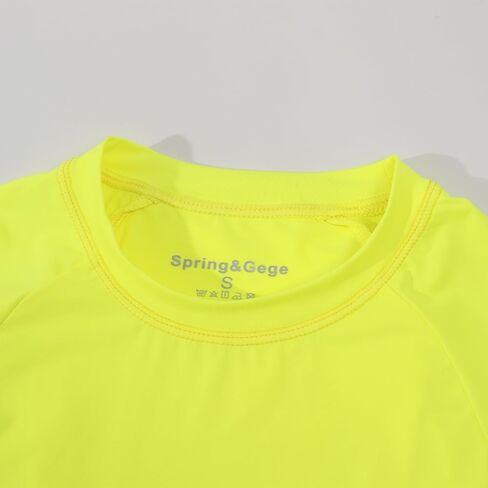 Spring&Gege Girls UPF 50+ Quick Dry Short Sleeve T Shirts Split Back Crop Athletic Workout Neon Tops in Saudi Arabia