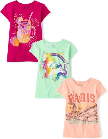 The Children's Place Girls' Unicorn Short Sleeve Graphic T-Shirts, Multipack in Saudi Arabia