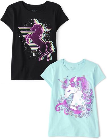 The Children's Place Girls' Unicorn Short Sleeve Graphic T-Shirts, Multipack in Saudi Arabia