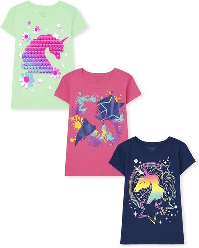 The Children's Place Girls' Unicorn Short Sleeve Graphic T-Shirts, Multipack in Saudi Arabia