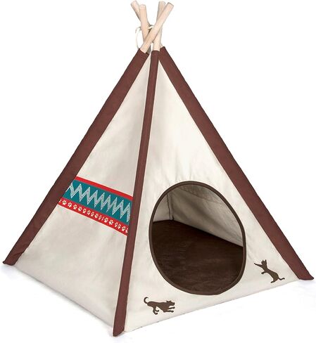 P.L.A.Y. Teepee Tent - Urban Denim - Cozy Cove Pet Bed, Dogs & Cats, Built-in Pine Wood Supports, Ergonomic Foam Cushion, Machine Washable in Saudi Arabia