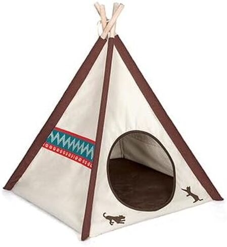 P.L.A.Y. Teepee Tent - Urban Denim - Cozy Cove Pet Bed, Dogs & Cats, Built-in Pine Wood Supports, Ergonomic Foam Cushion, Machine Washable in Saudi Arabia