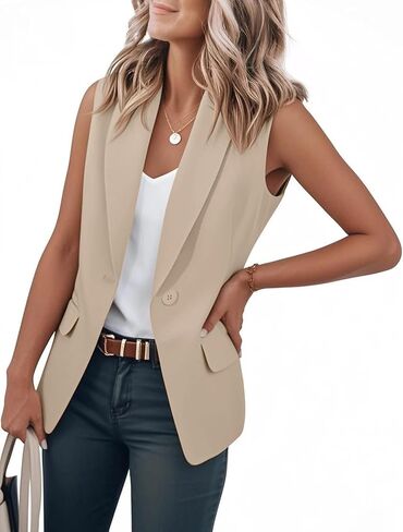 IDEALSANXUN Womens Vest Fashion Dressy Notch Lapel Sleeveless Blazer Suit Jackets Office Work Clothes in Saudi Arabia