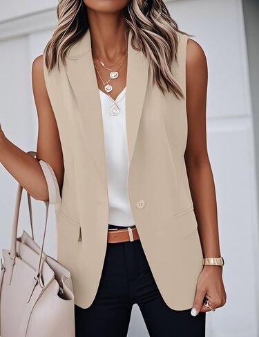 IDEALSANXUN Womens Vest Fashion Dressy Notch Lapel Sleeveless Blazer Suit Jackets Office Work Clothes in Saudi Arabia