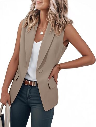 IDEALSANXUN Womens Vest Fashion Dressy Notch Lapel Sleeveless Blazer Suit Jackets Office Work Clothes in Saudi Arabia