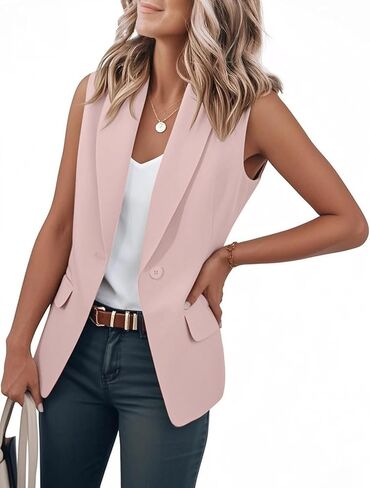 IDEALSANXUN Womens Vest Fashion Dressy Notch Lapel Sleeveless Blazer Suit Jackets Office Work Clothes in Saudi Arabia