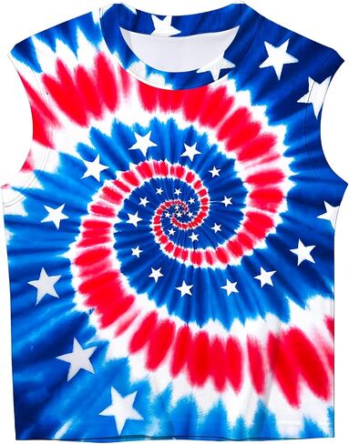 Kids Tie Dye Tank Tops for Boys Girls Sleeveless Summer Shirts Polyester Outfit Clothes Tees 6-14 Yeas in Saudi Arabia