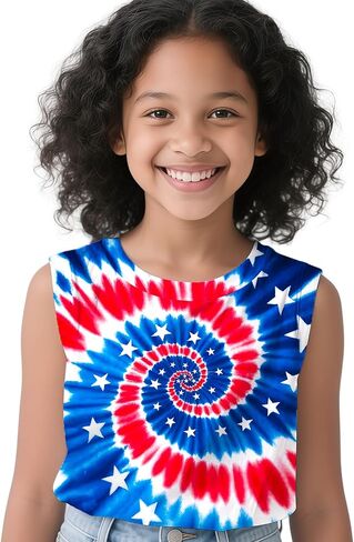 Kids Tie Dye Tank Tops for Boys Girls Sleeveless Summer Shirts Polyester Outfit Clothes Tees 6-14 Yeas in Saudi Arabia