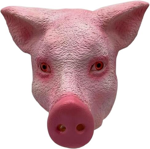 Pink Pig Mask, Cute Realistic Piggy Head Masks, Spoof Animal Mask for Halloween Christmas Cosplay Party Props Costume in Saudi Arabia