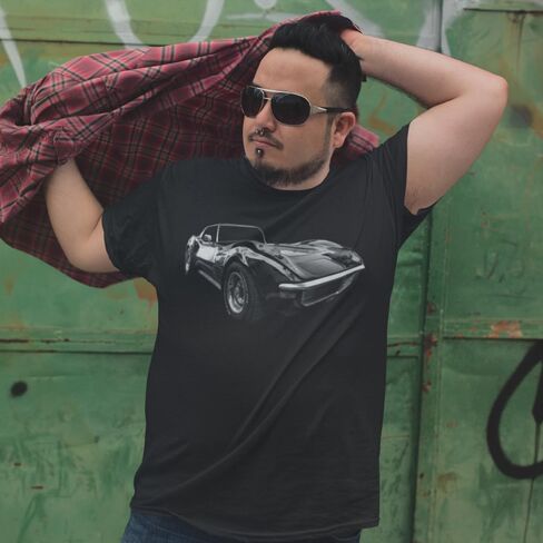 تشيفي كورفيت ستينغراي C3 Mens T-Shirt 69 عتيقة سباق Car Roadster Retro Tee in Kuwait