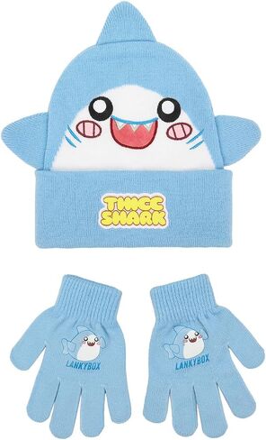 LankyBox Thicc Shark 2-Piece Cuff Beanie & Magic Gloves Set in Saudi Arabia