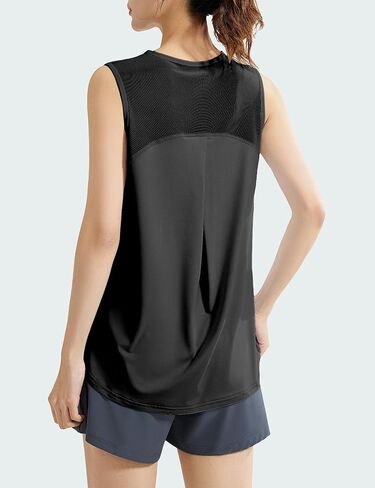 Women's Lightweight Workout Tops Mesh Tanks Active Sleeveless Yoga Tennis Shirts Athletic Running Clothes for Women in Kuwait