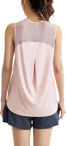 Women's Lightweight Workout Tops Mesh Tanks Active Sleeveless Yoga Tennis Shirts Athletic Running Clothes for Women in Saudi Arabia