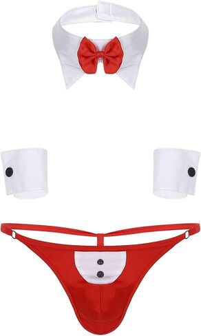 Men's Waiter Tuxedo Lingerie Set Bow Tie Collar G-string Thong Briefs Underwear in Saudi Arabia