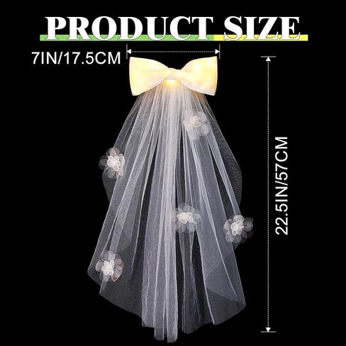 يضيء Jeairts حجاب الزفاف مع القوس LED White Flower Tulle Associory in Saudi Arabia