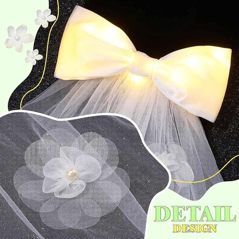 يضيء Jeairts حجاب الزفاف مع القوس LED White Flower Tulle Associory in Saudi Arabia