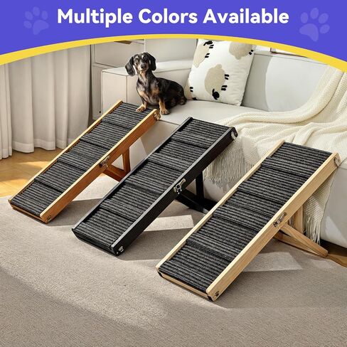 Dog Ramp for Bed and Couch -Extra Wide- 23’’H Adjustable Height, Excellent Traction Pet Ramp for Small Large Dogs to Get on High Bed, Couch, Car, Max 143lbs, Non-Slip Mat Dog Steps in Saudi Arabia