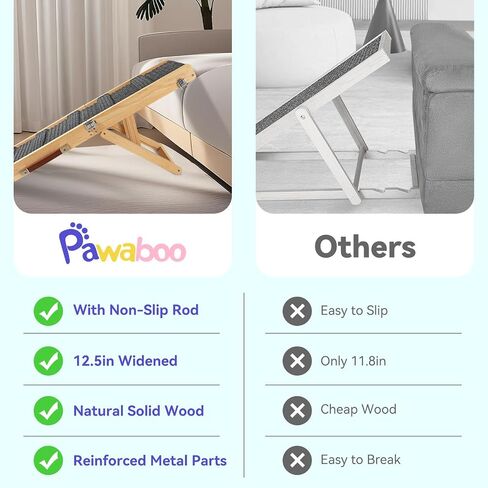 Dog Ramp for Bed and Couch -Extra Wide- 23’’H Adjustable Height, Excellent Traction Pet Ramp for Small Large Dogs to Get on High Bed, Couch, Car, Max 143lbs, Non-Slip Mat Dog Steps in Saudi Arabia