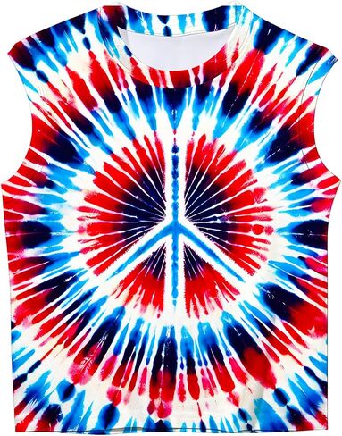 Kids Tie Dye Tank Tops for Boys Girls Sleeveless Summer Shirts Polyester Outfit Clothes Tees 6-14 Yeas in Saudi Arabia