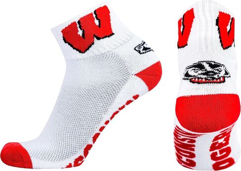 NCAA Wisconsin Badgers Black Quarter Socks, One Size, Red in Saudi Arabia