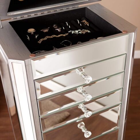 المجوهرات المرآة Armoire Silver Glam Glass Finish Mirror in Kuwait