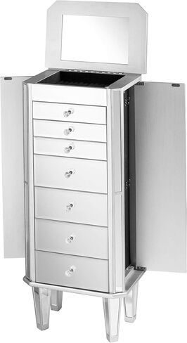المجوهرات المرآة Armoire Silver Glam Glass Finish Mirror in Kuwait