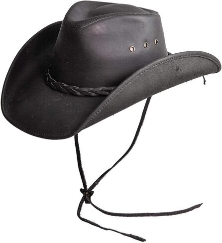 American Hat Makers Hollywood Australian Outback Oiled Genuine Leather Western Cowboy Hat, Breathable and Durable in Saudi Arabia