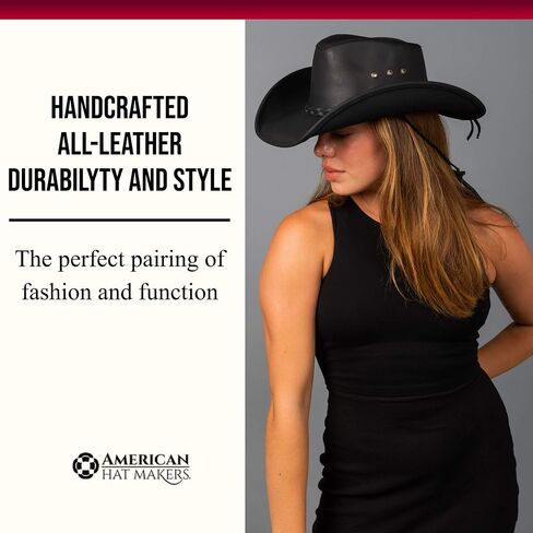 American Hat Makers Hollywood Australian Outback Oiled Genuine Leather Western Cowboy Hat, Breathable and Durable in Saudi Arabia