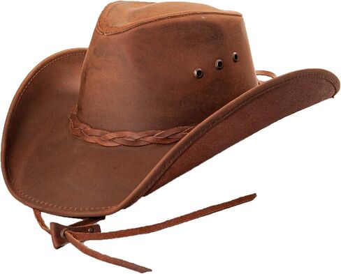 American Hat Makers Hollywood Australian Outback Oiled Genuine Leather Western Cowboy Hat, Breathable and Durable in Saudi Arabia