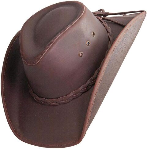 American Hat Makers Hollywood Australian Outback Oiled Genuine Leather Western Cowboy Hat, Breathable and Durable in Saudi Arabia