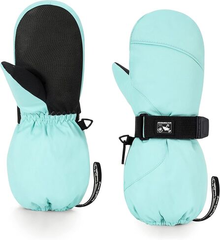HIGHCAMP Kids Long Cuff Winter Gloves with Stay-on Strap Waterproof Mittens for Toddler Children Snow Ski in Saudi Arabia