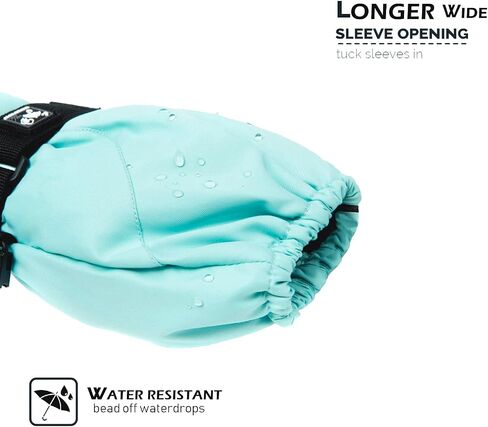 HIGHCAMP Kids Long Cuff Winter Gloves with Stay-on Strap Waterproof Mittens for Toddler Children Snow Ski in Saudi Arabia